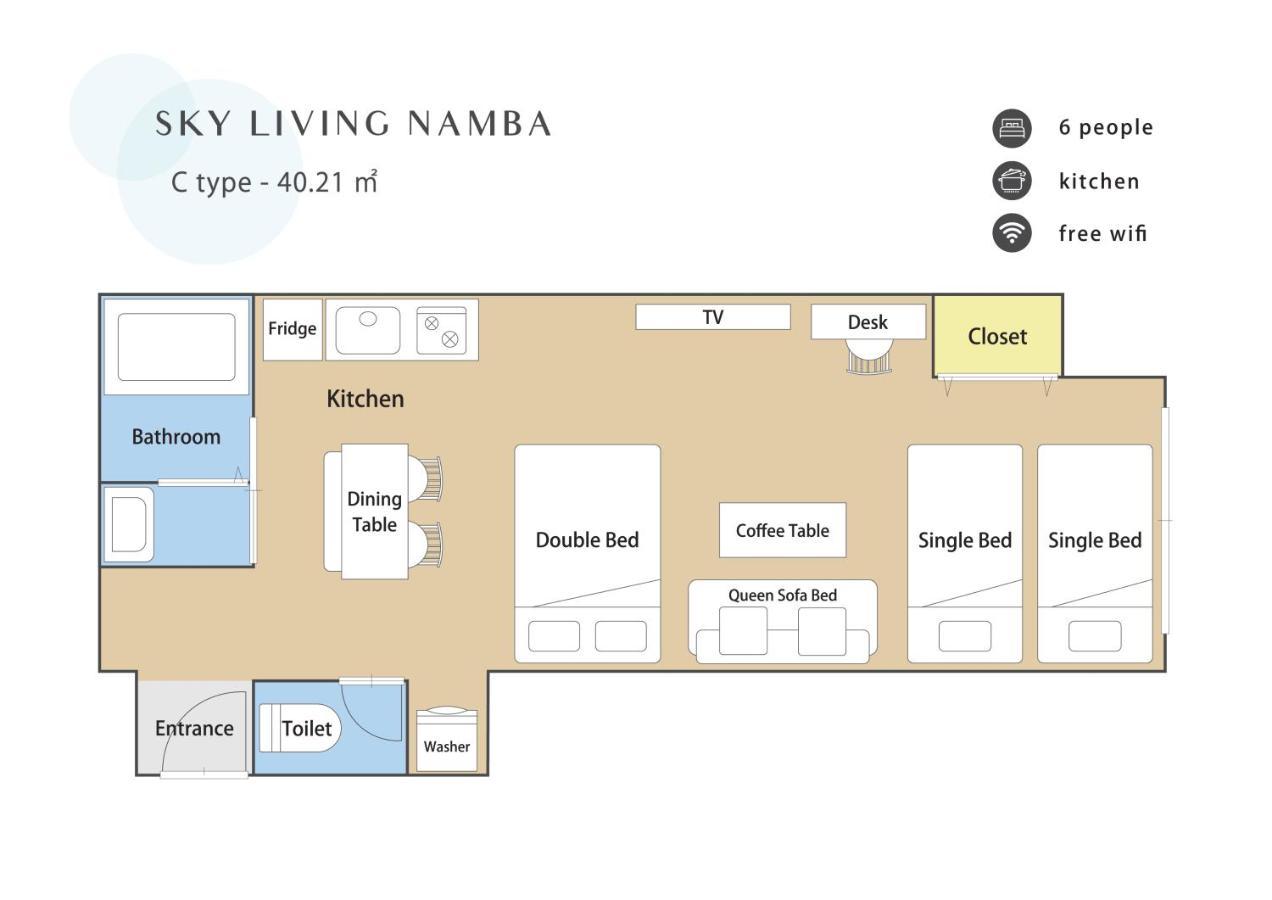Sky Living Namba Apartment Osaka Exterior foto